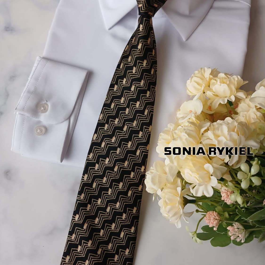소니아 리키엘 실크 지그재그 패턴 넥타이 9.5cm A+등급 A19781 상품이미지2