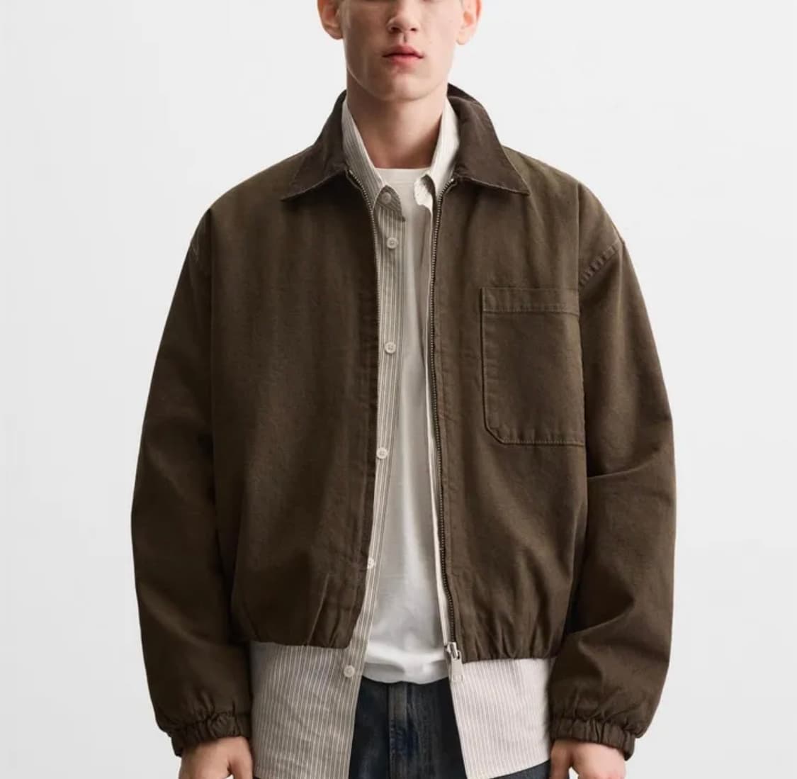 (새상품) 자라 콤비 칼라 점퍼 워크자켓 상품이미지5