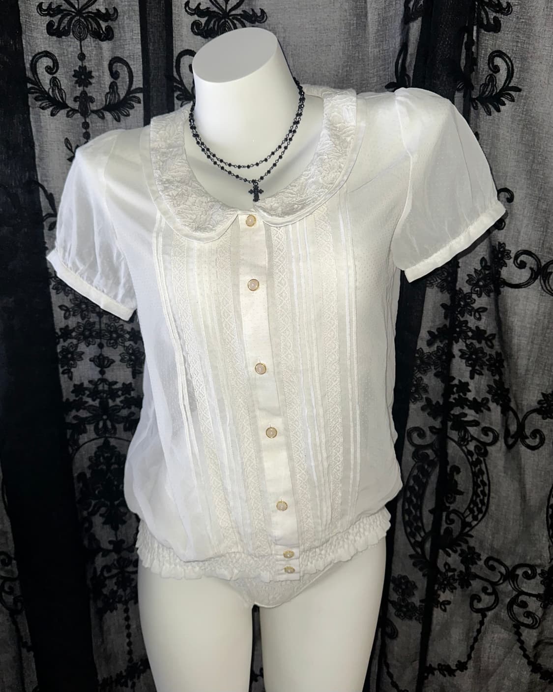 White see-through blouse 상품이미지2