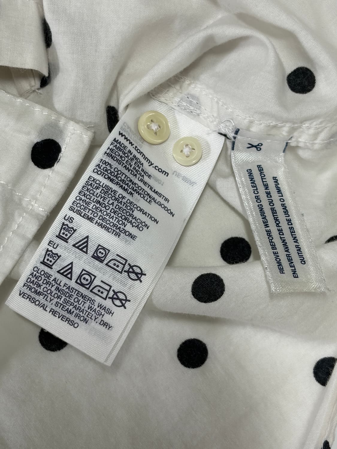 타미힐피거(Tommy Hilfiger)화이트, 블랙 도트 셔츠 상품이미지4