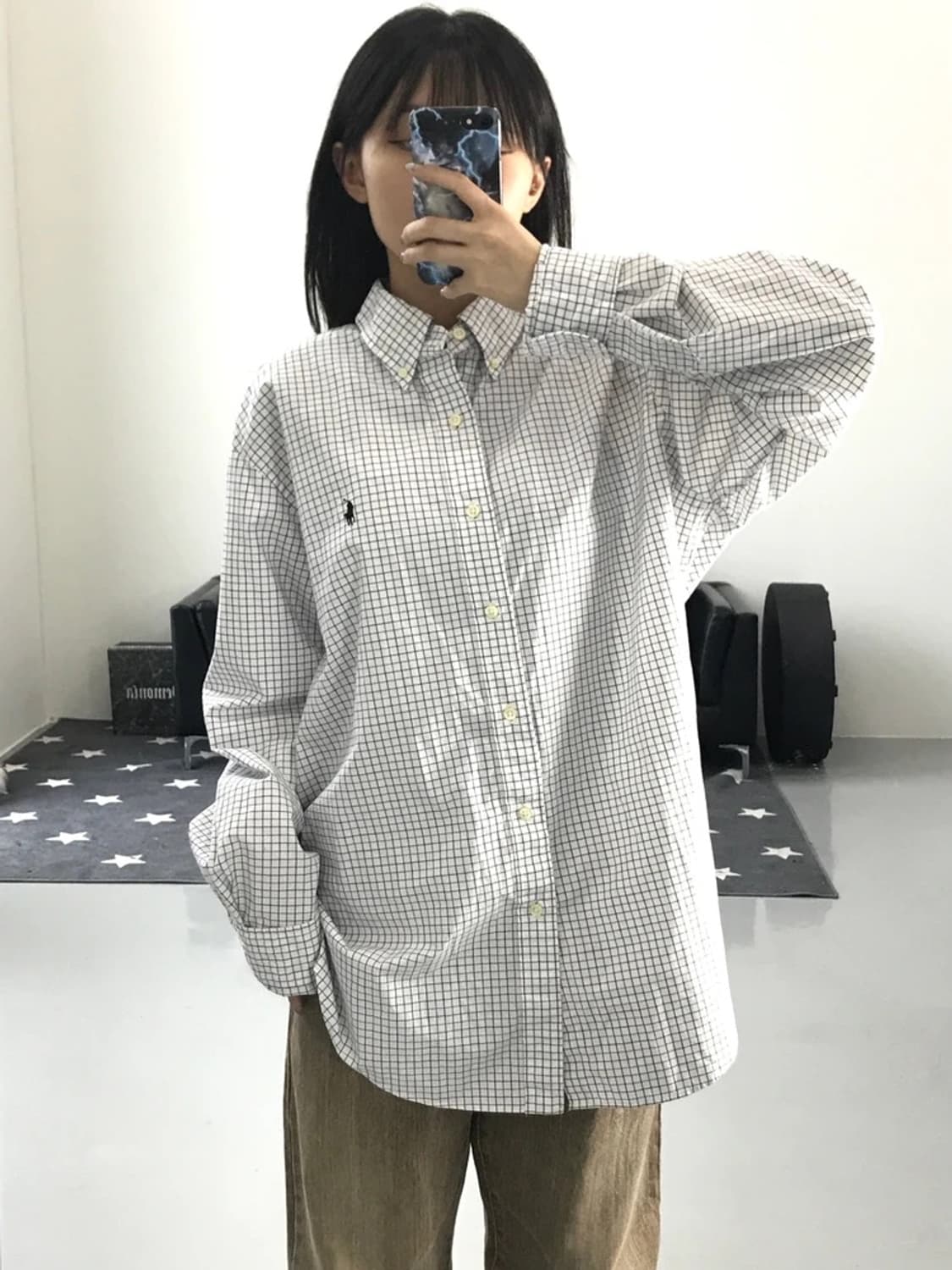 폴로랄프로렌 화이트 체크셔츠 상품이미지1
