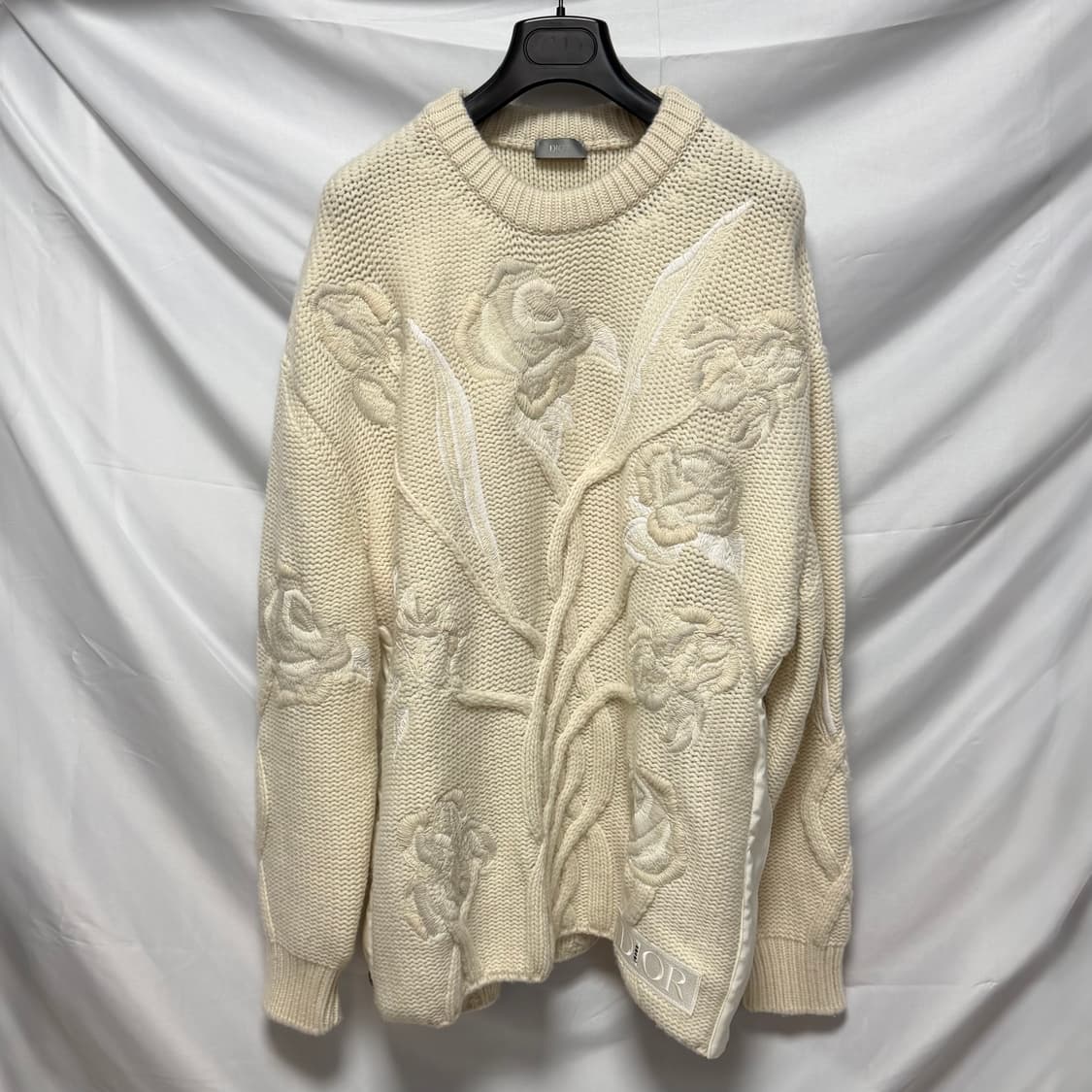 [S+급/L] 디올 플라워 자수 니트 스웨터 아이보리 상품이미지1