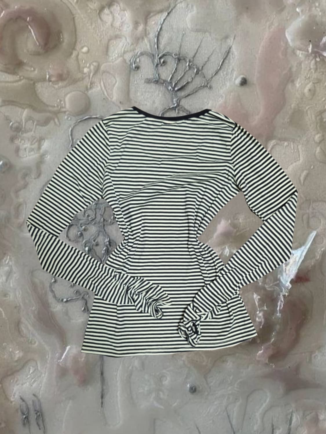 일본 빈티지 스트라이프 갸루 펑크 고스 y2k 롱슬리브 셔링 상품이미지2