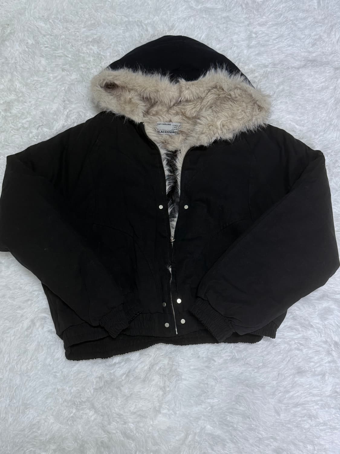 크롭 퍼 워크자켓 상품이미지1