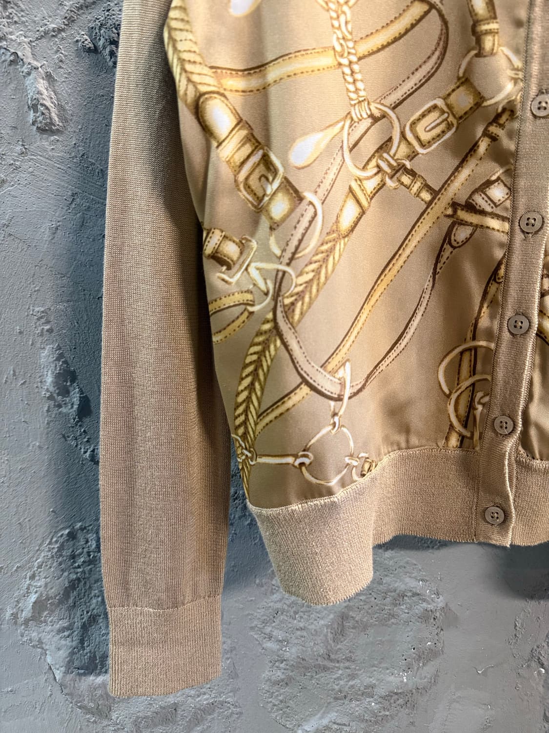 로렌 랄프로렌 체인 프린팅 니트 가디건 베이지 S 상품이미지2