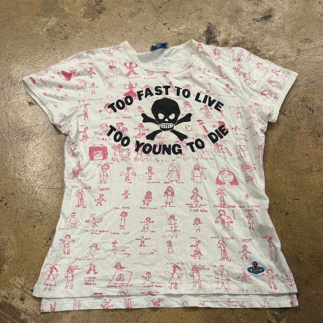 비비안웨스트우드 흰핑 화이트 핑크 해골 갸루 스컬 반팔티 셔츠 상품이미지2