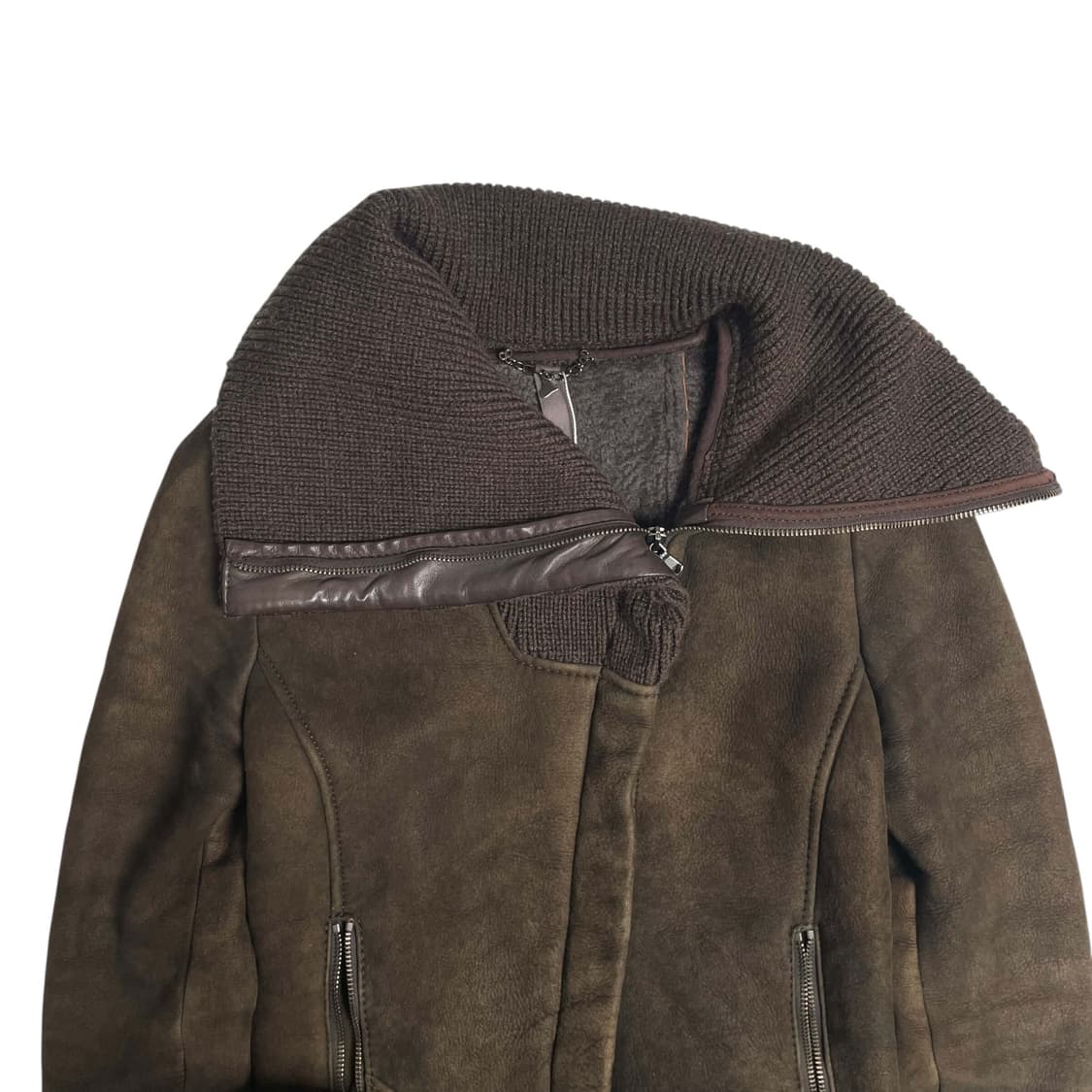 Alfie bobo 하이넥 니트 양가죽 무통 자켓 (italy)   상품이미지4