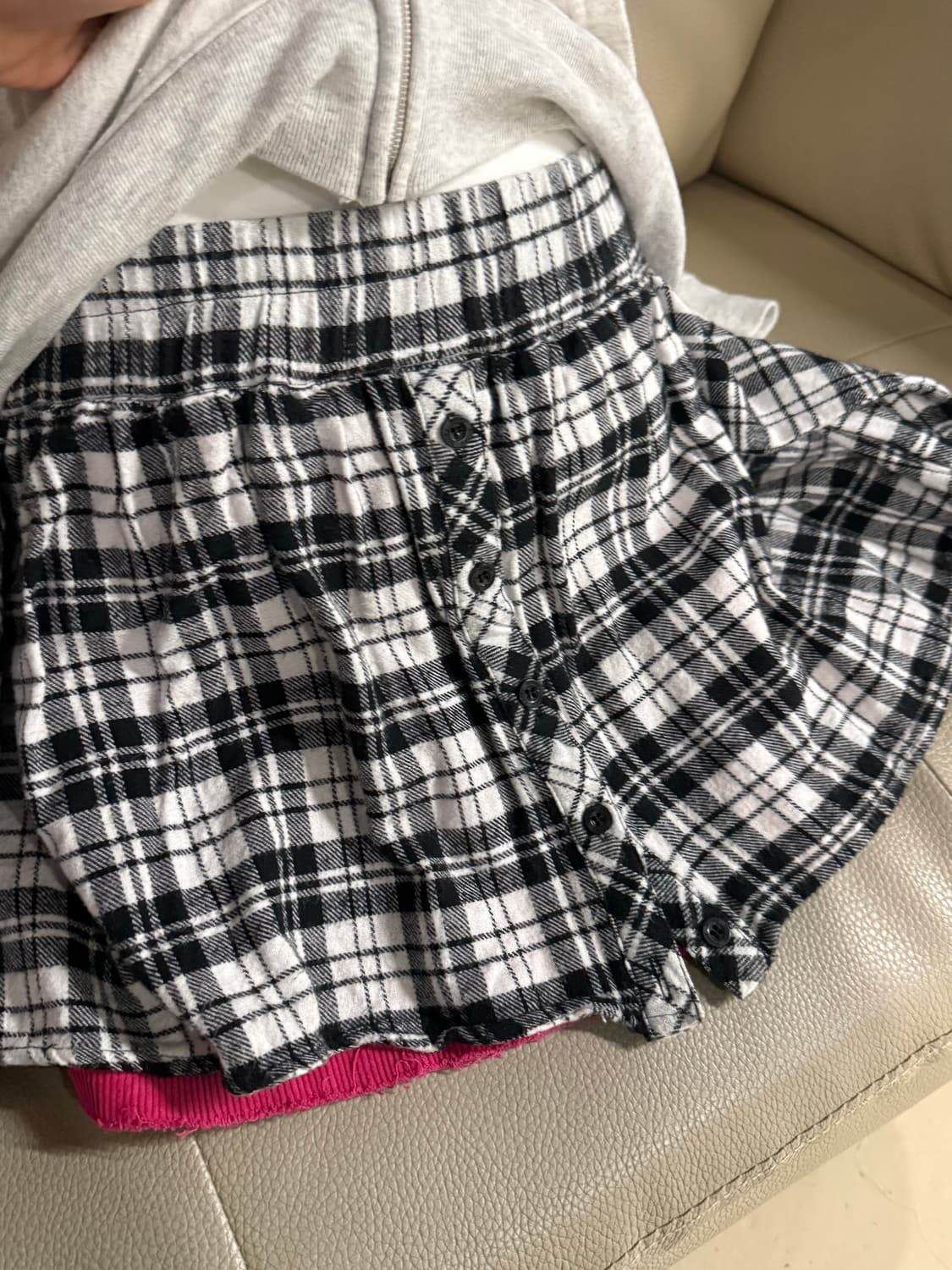 shirt sleeve wrap check skirt 상품이미지4