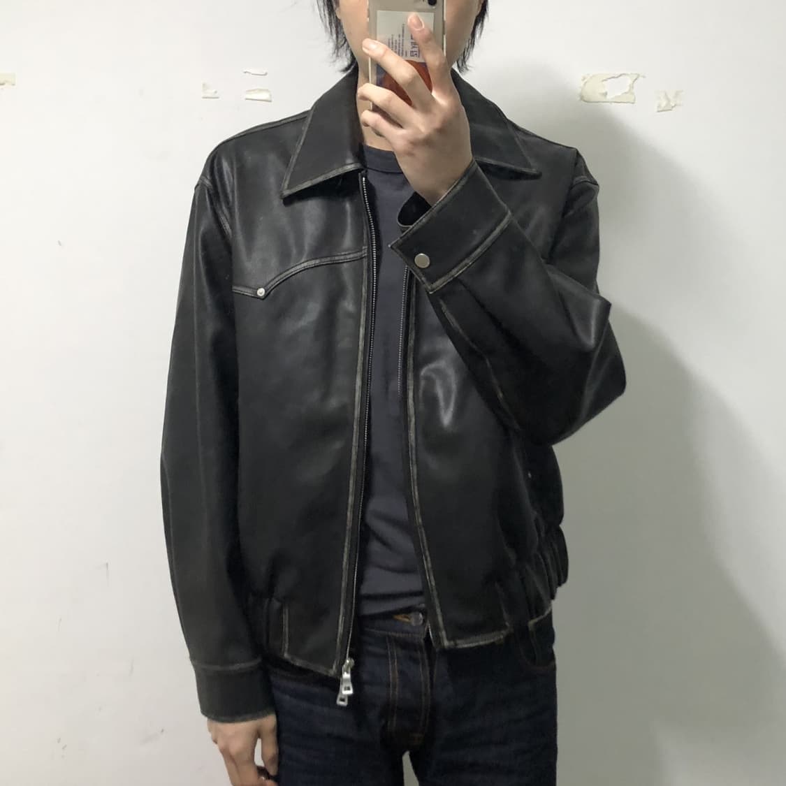 키뮤어 레더 봄버자켓 상품이미지3