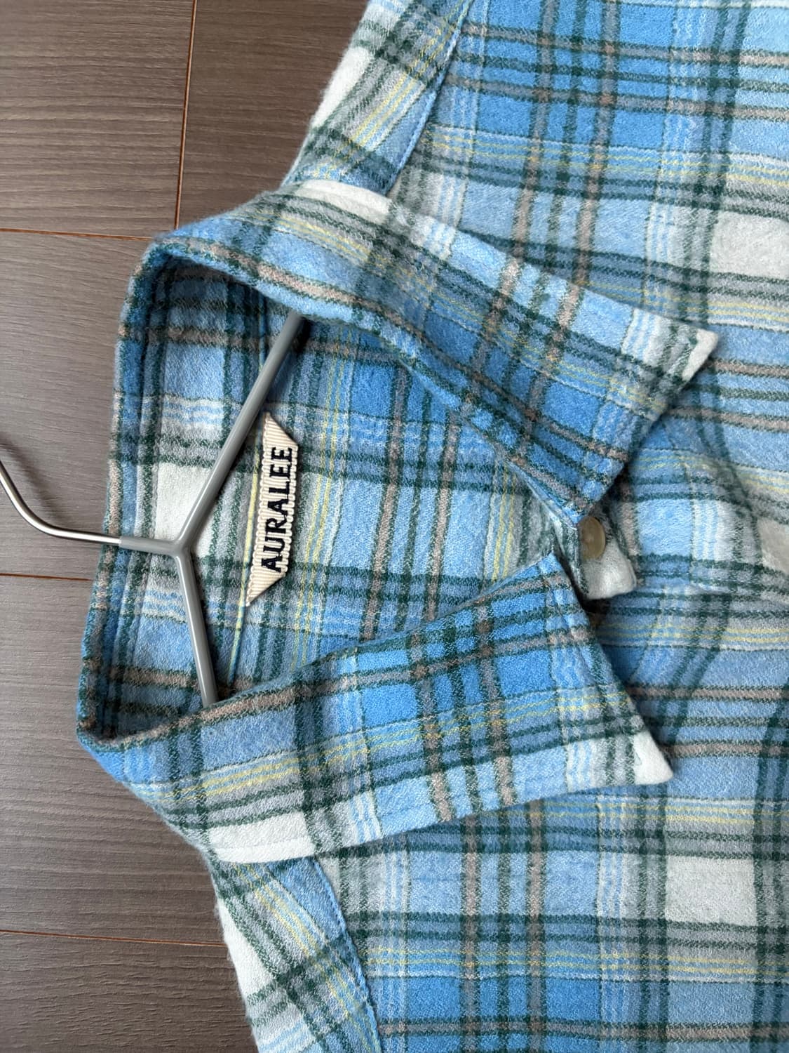 오라리 Auralee 에어리울 체크셔츠 블루 3사이즈 상품이미지4