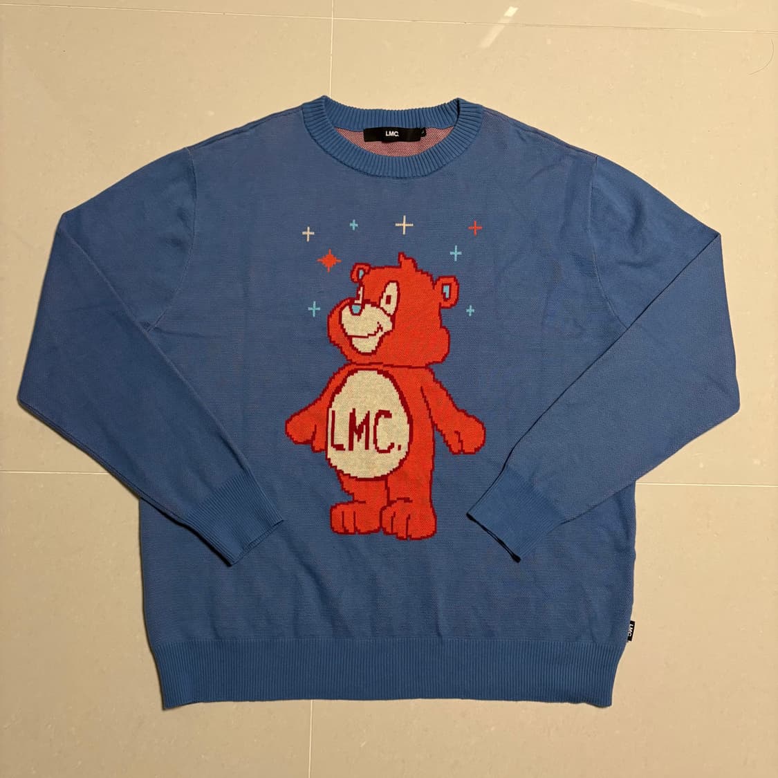 정품 LMC 엘엠씨 핑크 베어 블루 니트 스웨터 상품이미지3