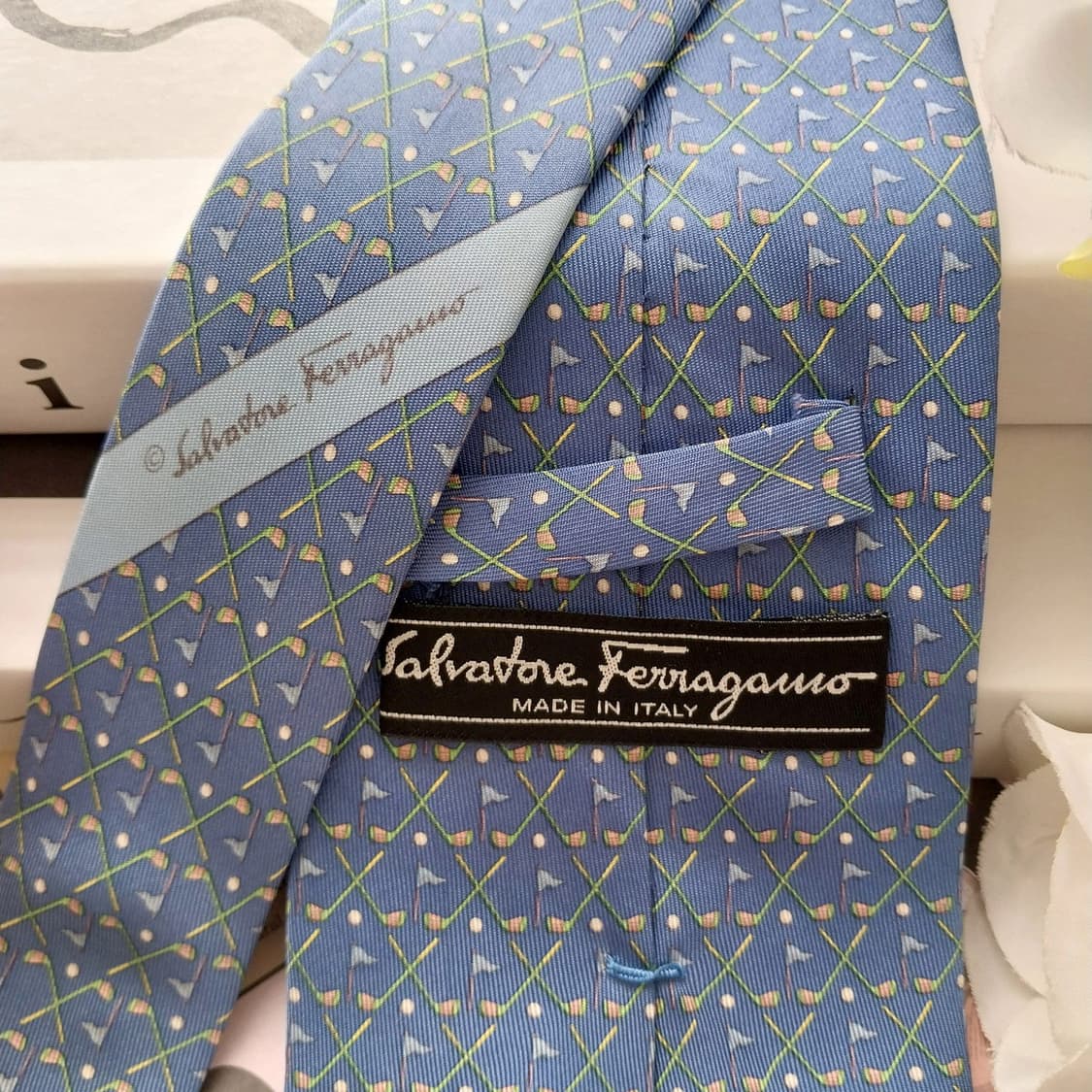 살바토레 페라가모 실크 골프패턴 넥타이 9.3cm B등급 K1266
 상품이미지4