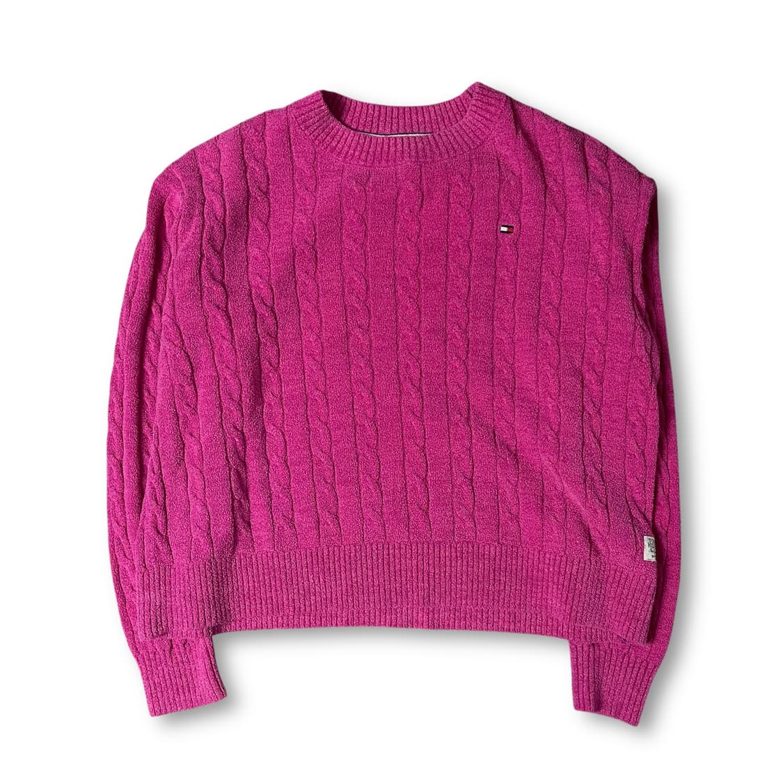 타미힐피거 핑크 자수로고 코튼 케이블 긴팔 니트 152 상품이미지1