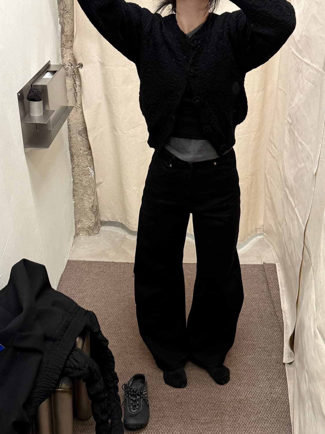 쿠어 엠보 워시드 딥 커브드 데님 팬츠 S 상품이미지3