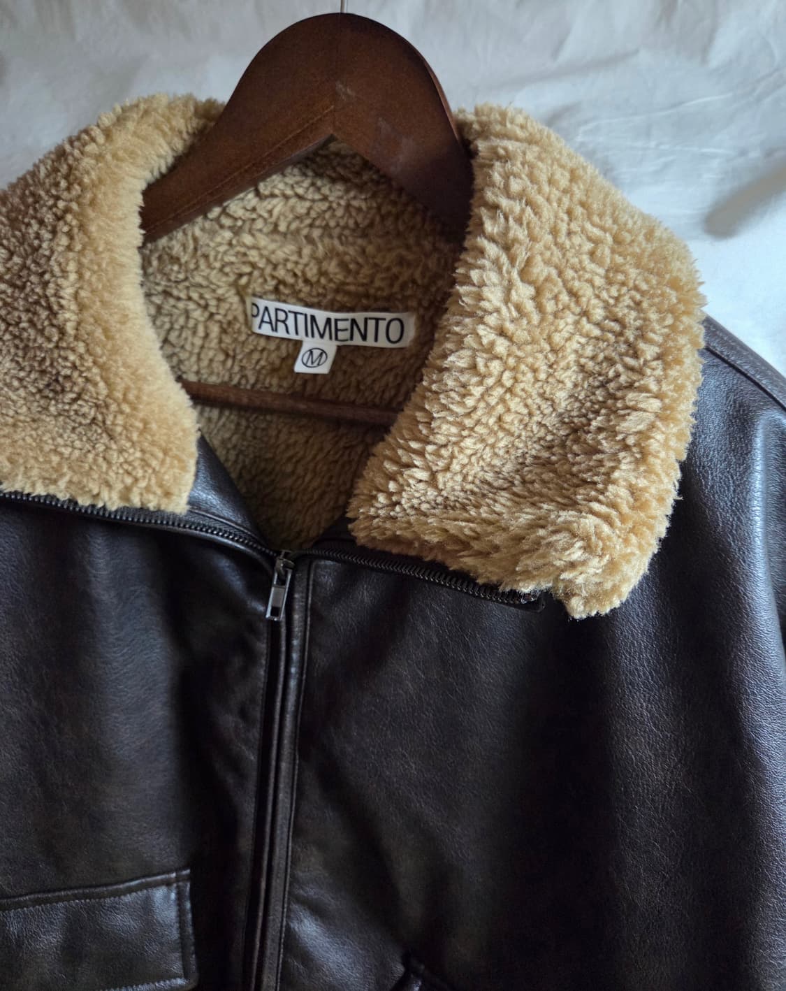 파르티멘토 레더 보아 플리스 무톤 자켓 브라운 M 상품이미지3