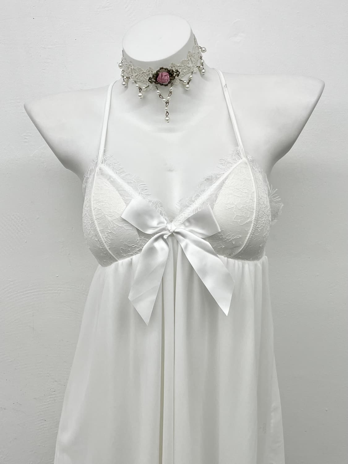 화이트 시어 레이스 슬립 상품이미지2