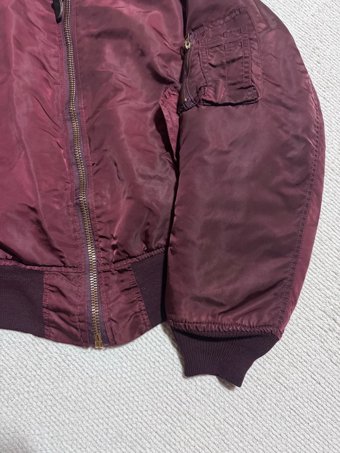 80s USA made 알파인더스트리 MA-1 버건디 M 상품이미지5