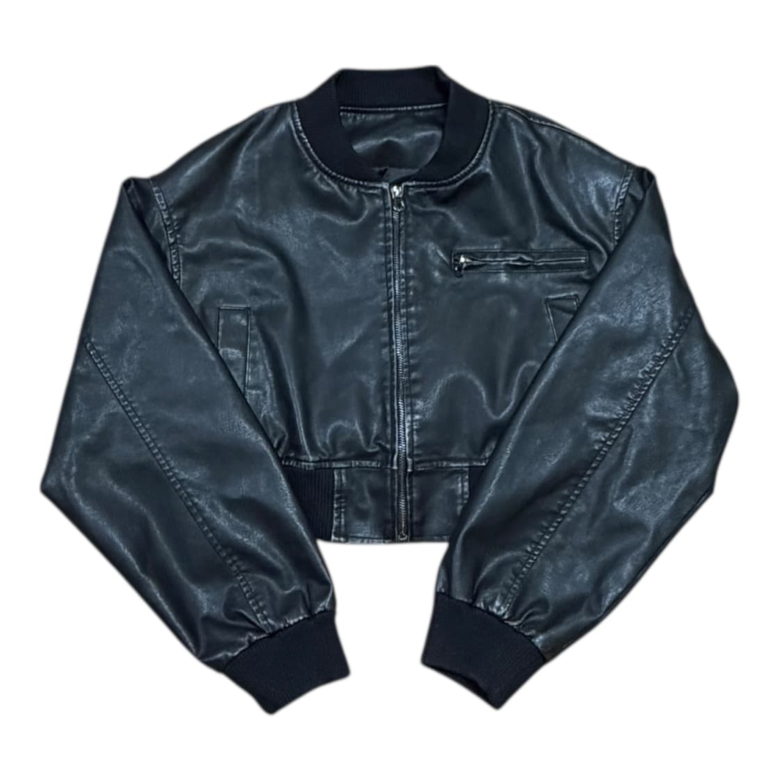  (W)빈티지 레더가죽 크롭 숏 자켓 상품이미지1