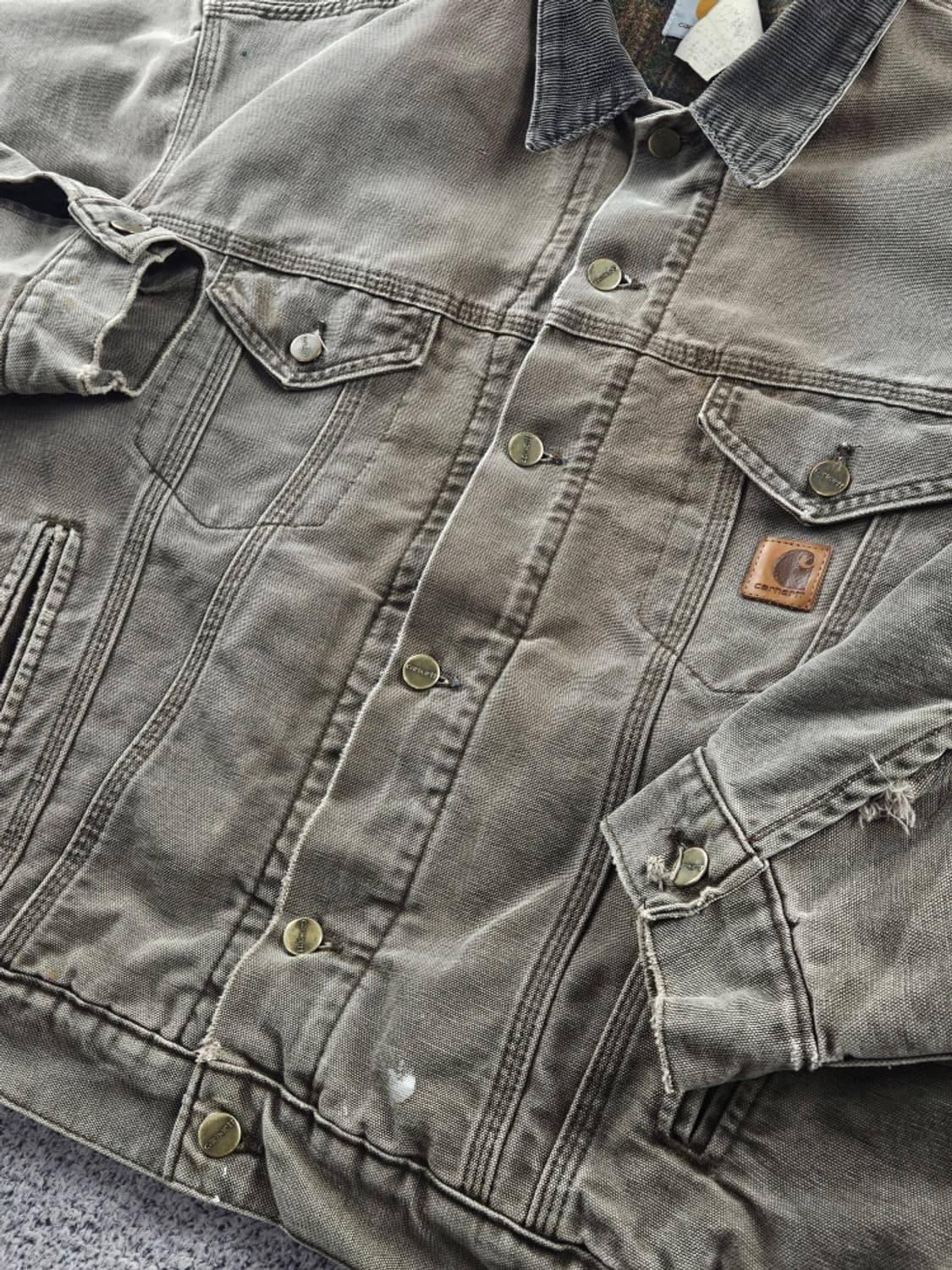 8~90's USA 칼하트J100덕캔버스 트러커 자켓 (XL)/10920 상품이미지6