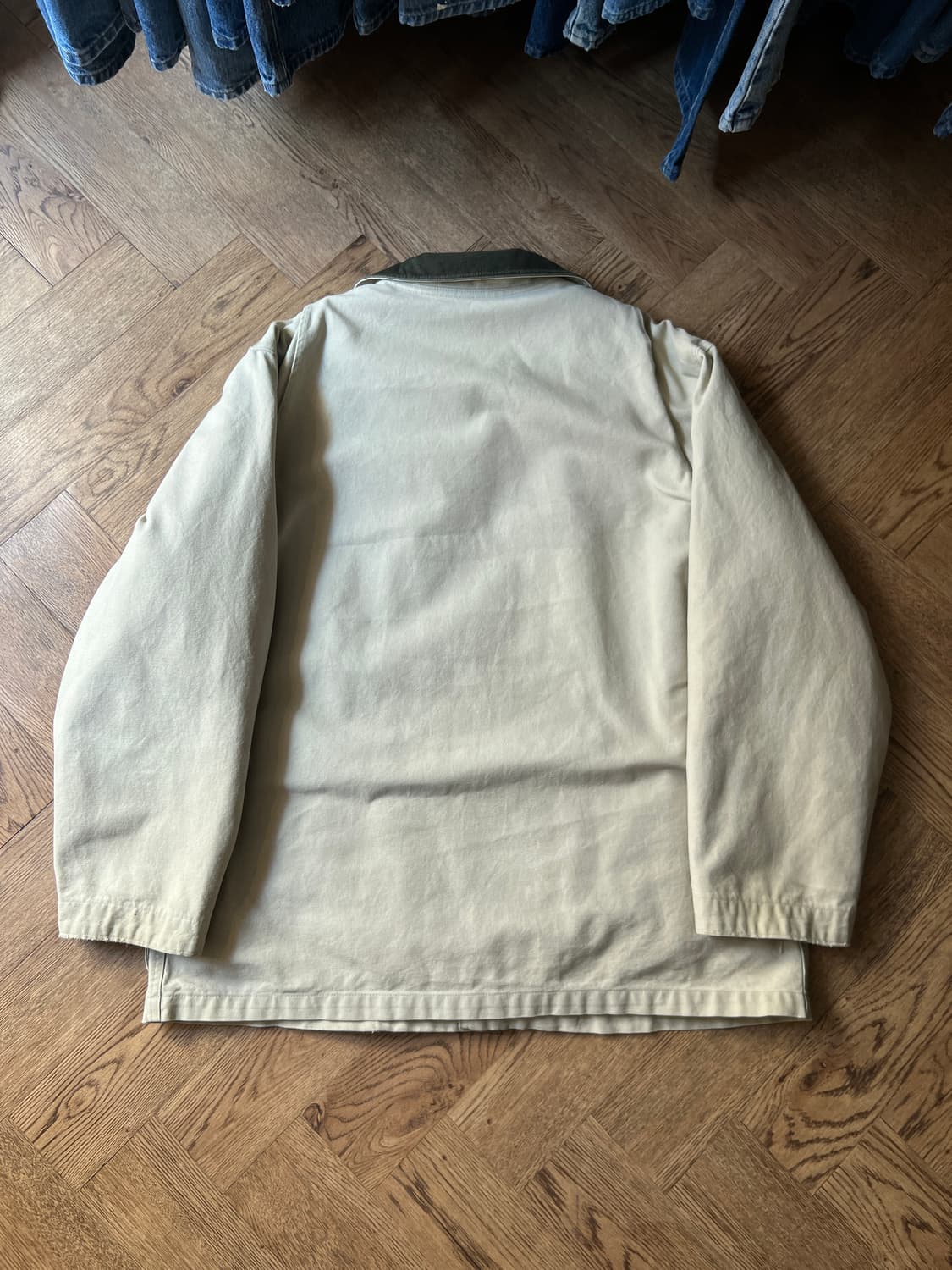 [XL]90's 엘엘빈 USA Made 체크 라이닝 아이보리 헌팅 자켓 상품이미지8