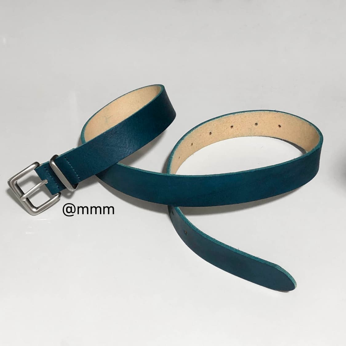 [Unisex] 실버링 가죽 벨트 블루 상품이미지4