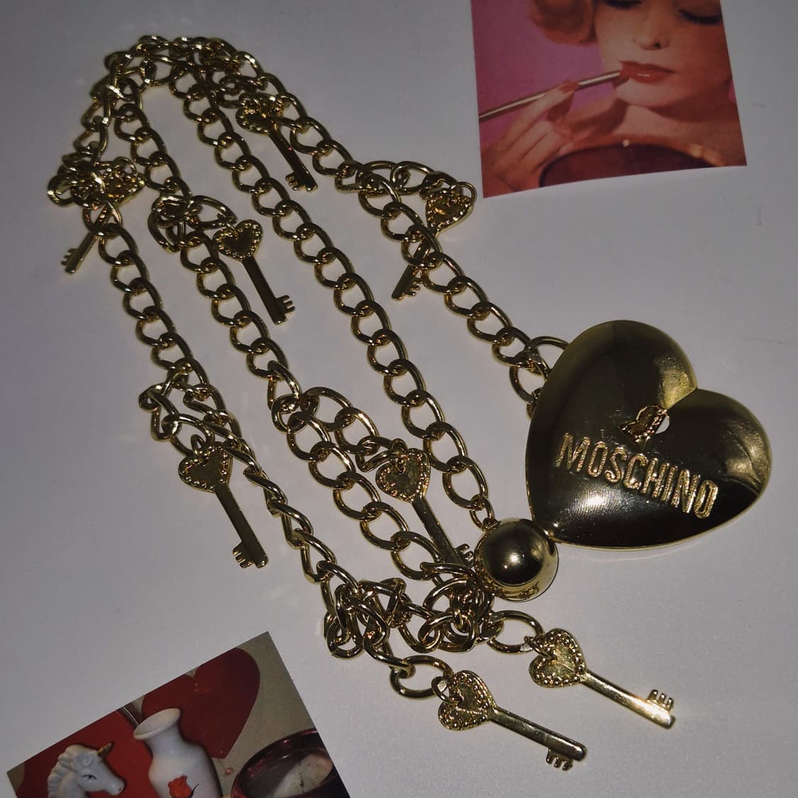 90s 모스키노 하트 자물쇠&열쇠 롱 체인 벨트 상품이미지7