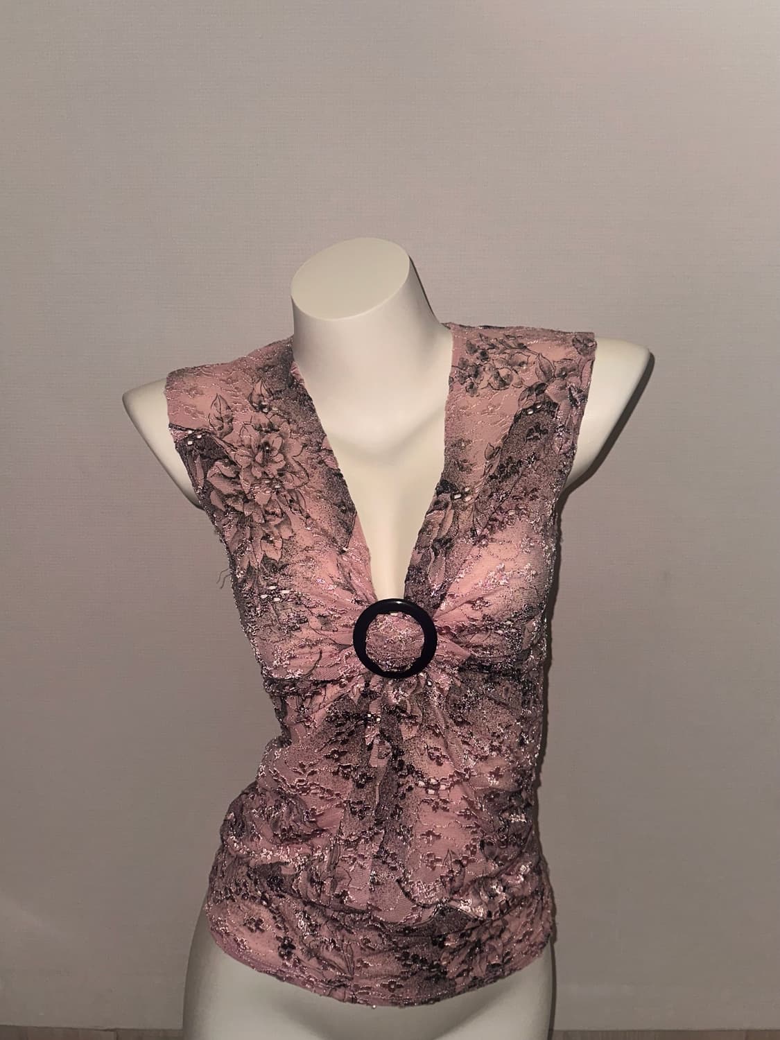 오리엔탈 페어리코어 핑크 실버 슬리브리스  상품이미지1