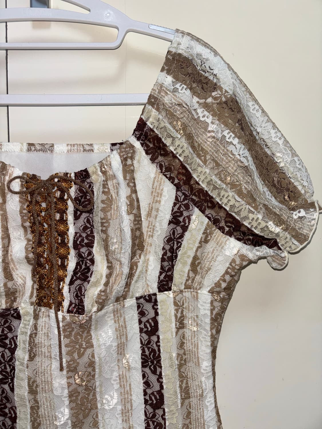 빈티지 브라운 레이스 투웨이 블라우스 상품이미지3