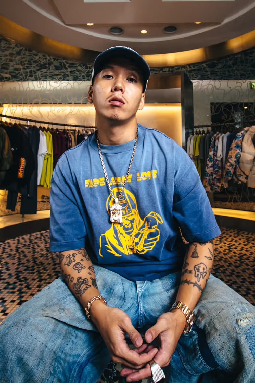 L 세인트미카엘 베이프 콜라보 반팔 티셔츠 네이비 생미카엘 세인트마이클 상품이미지1