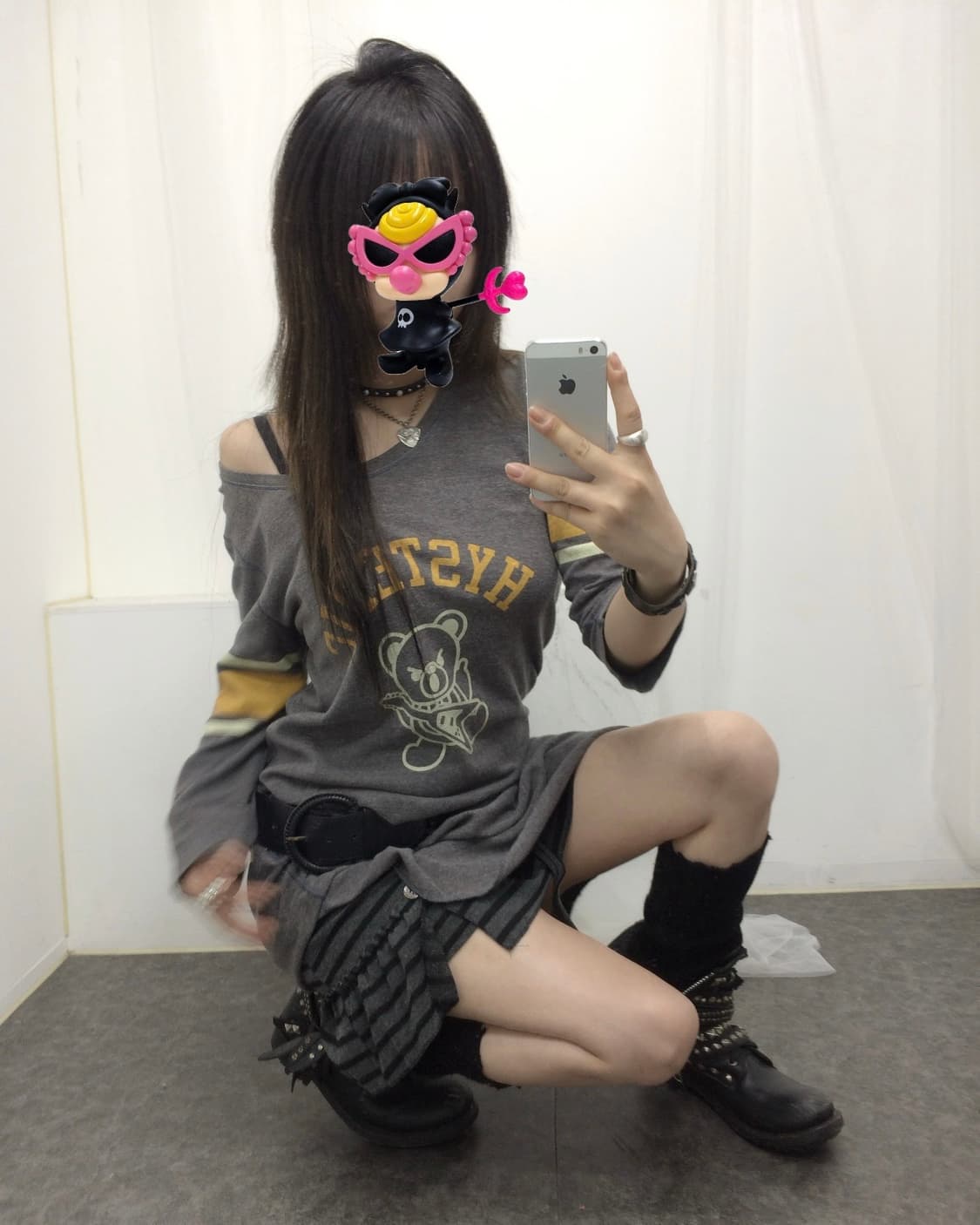 히스테릭글래머 퍽베어 배색 원숄더 7부 슬리브리스 원피스 상품이미지1