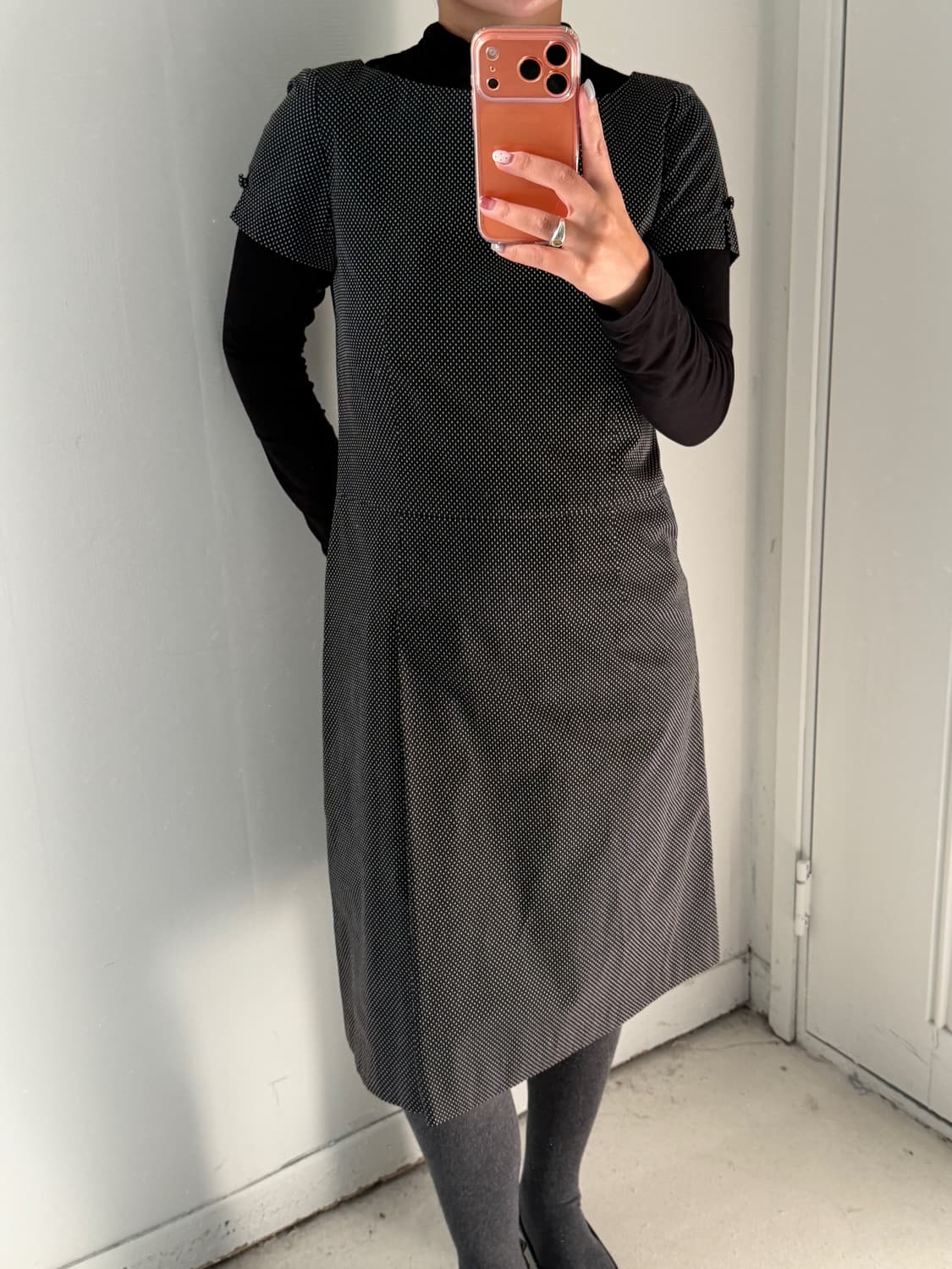 일본빈티지 보트넥 잔도트 반팔 원피스 상품이미지2