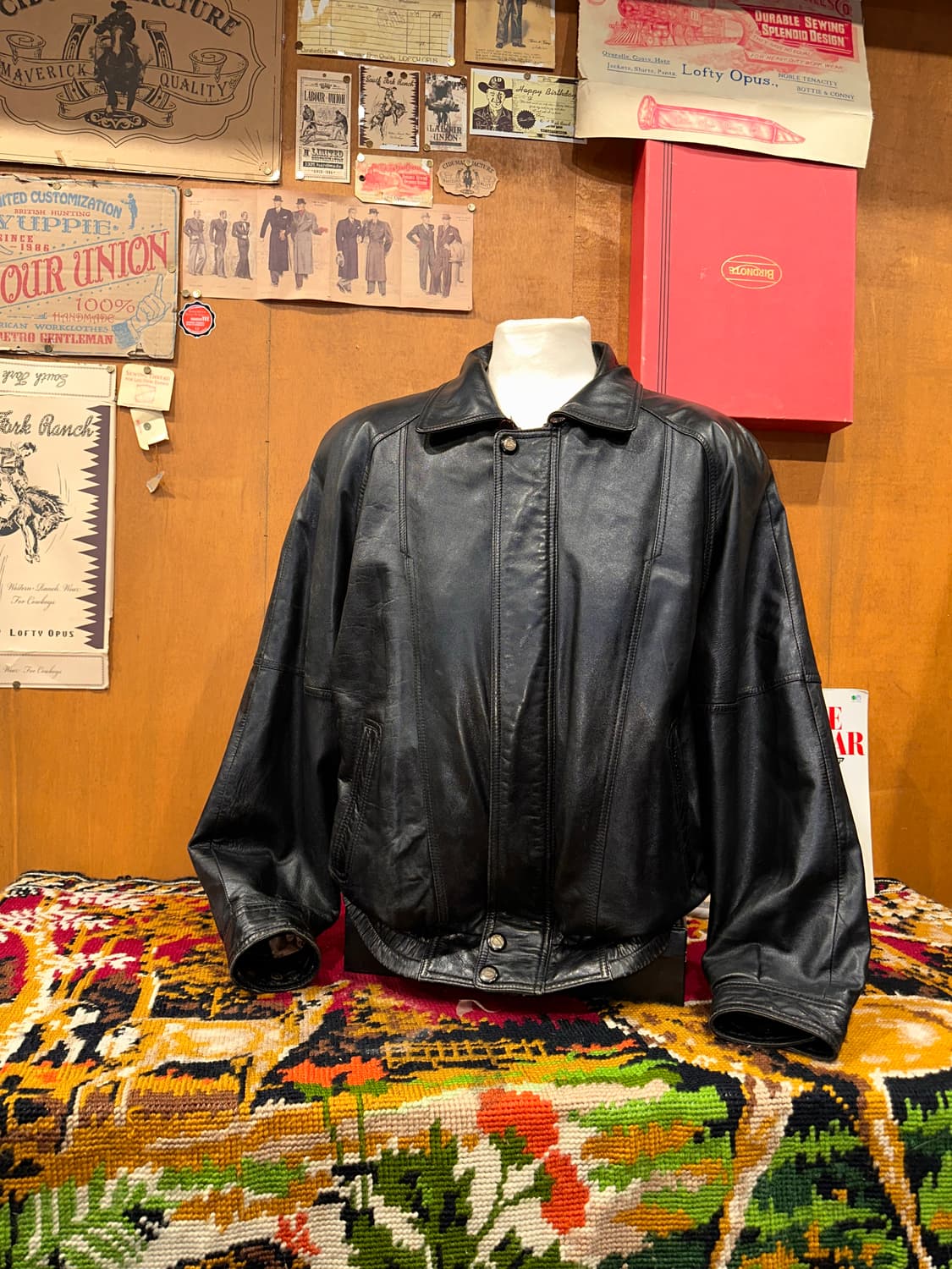 ( L-XL ) 봄버자켓 가죽자켓 레더자켓 빈티지가죽 양가죽자켓 상품이미지3