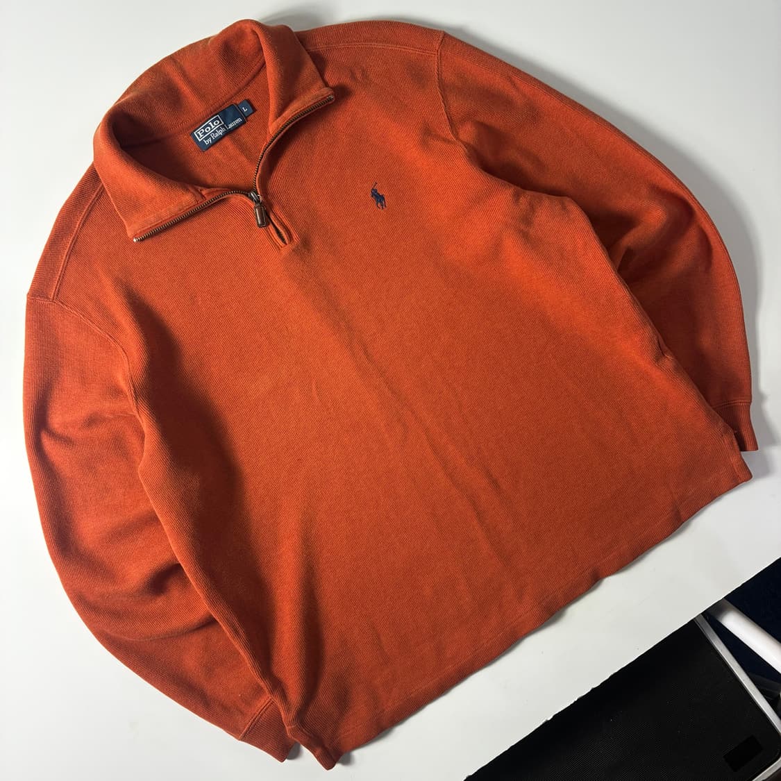 Polo  폴로 랄프로렌 자수 코튼 오렌지 반집업 니트   상품이미지2