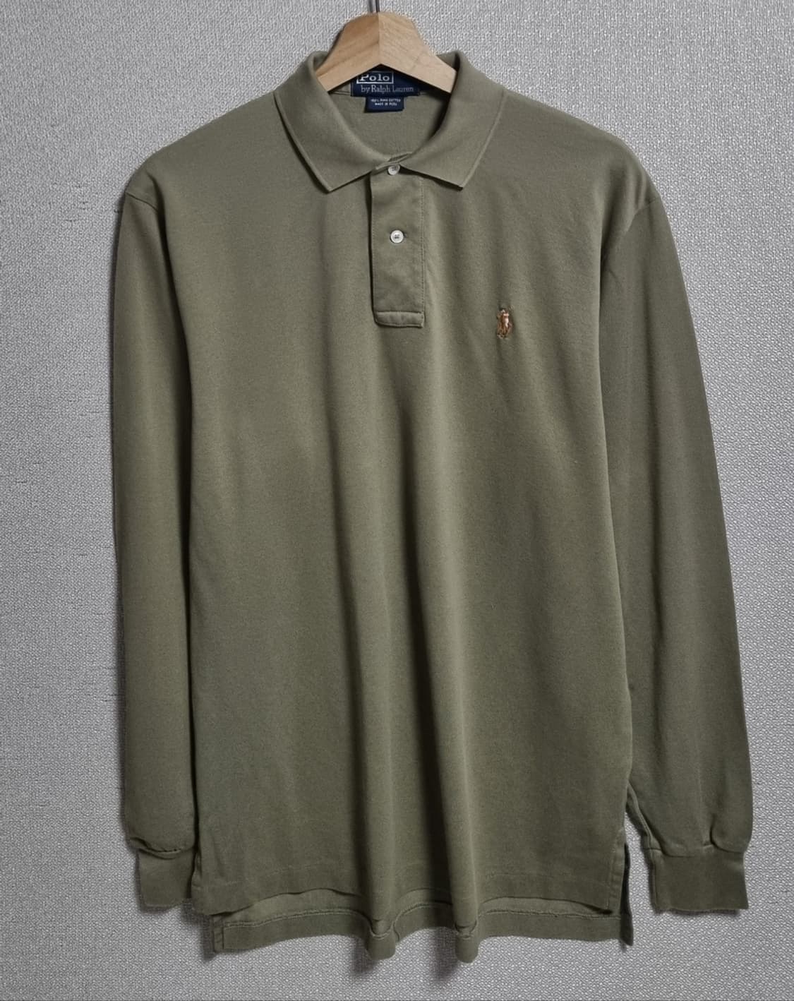 오버핏 S ) 폴로랄프로렌 빈티지 카키 PK 긴팔티 상품이미지1