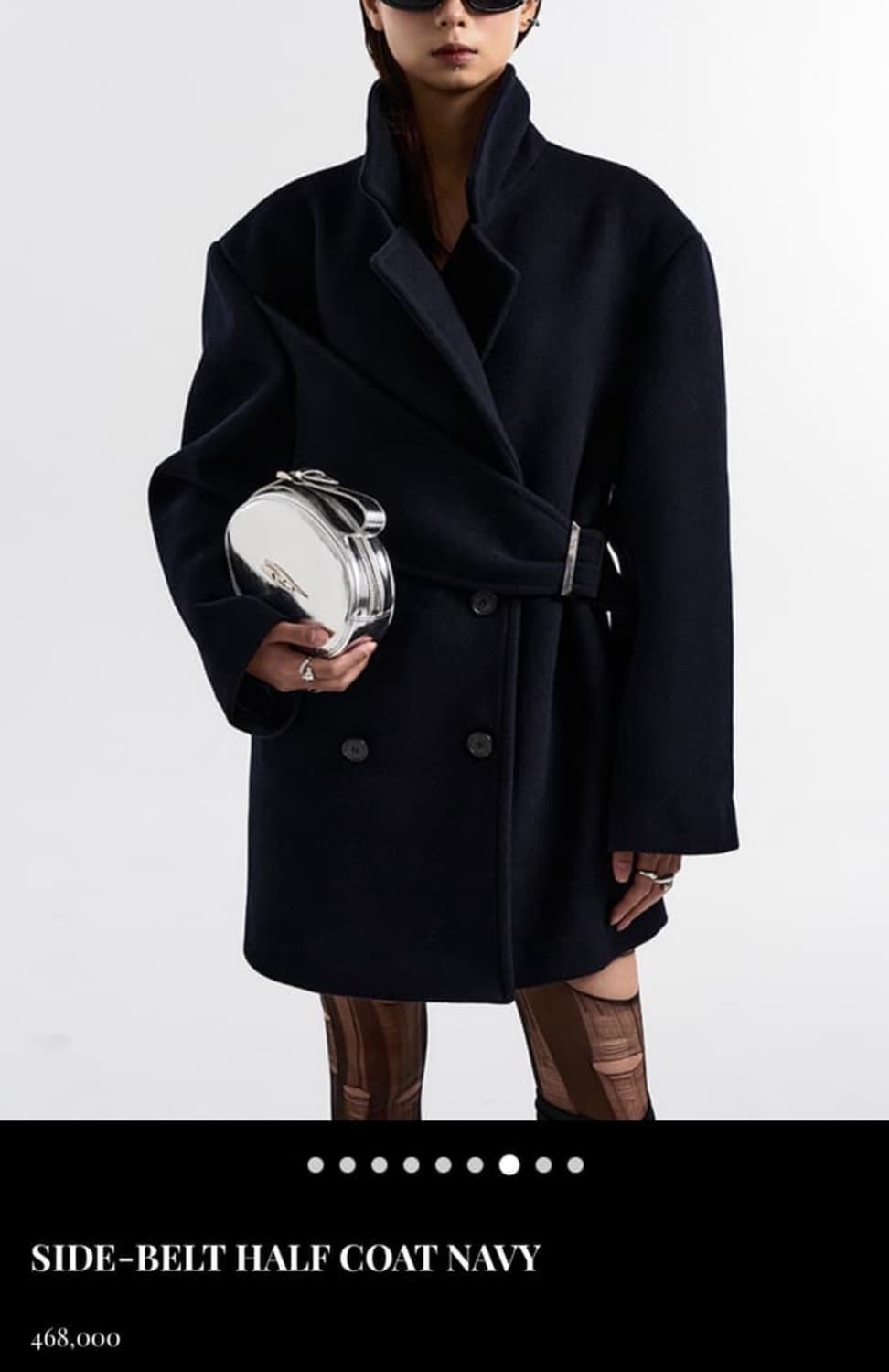 SIDE-BELT HALF COAT NAVY 상품이미지1