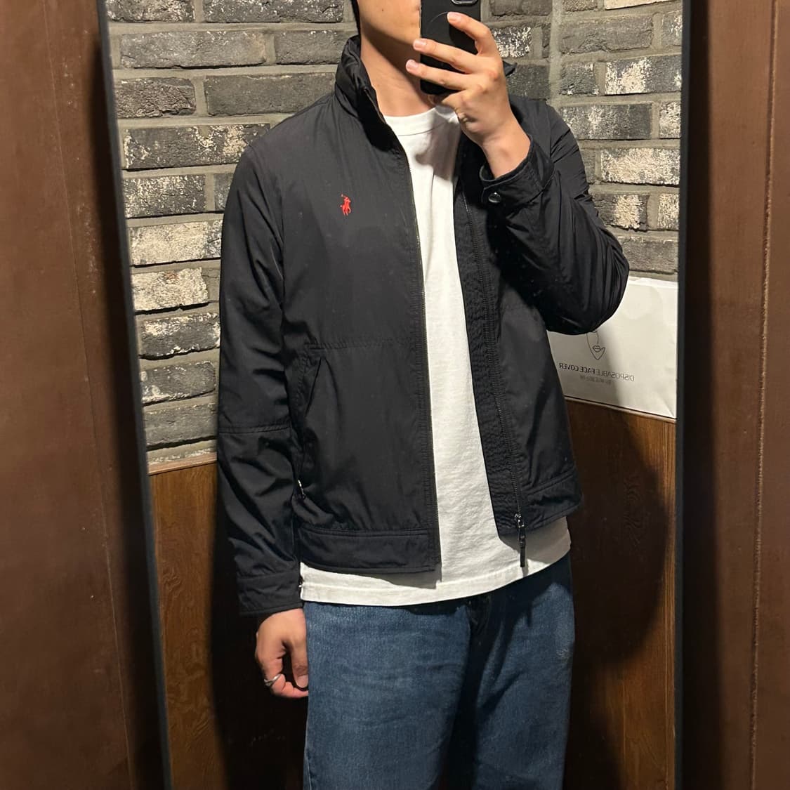 M) 폴로 랄프로렌 폴리쉘 히든후드 자켓 점퍼 블랙 상품이미지9