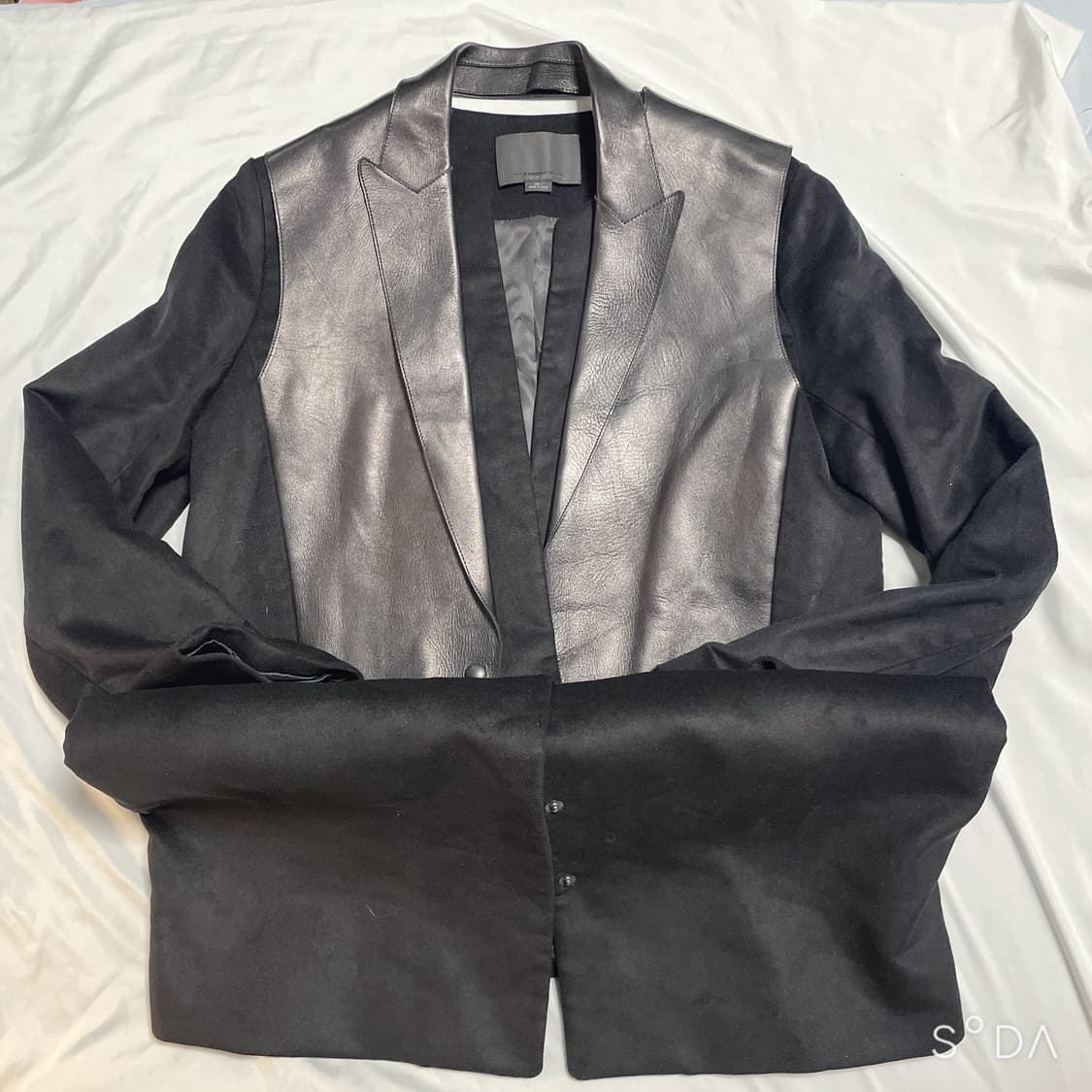 알렉산더 왕 블랙 가죽 배색 블레이저 코트 상품이미지1