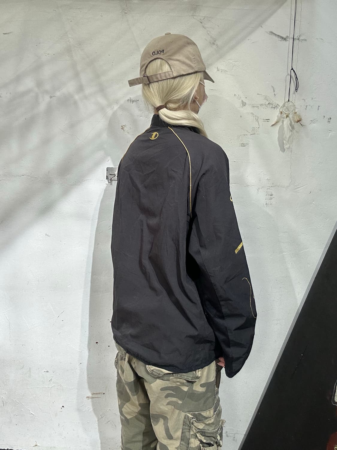 챔피온 블랙 골드 레터링 자수 바람막이 자켓 M 상품이미지3