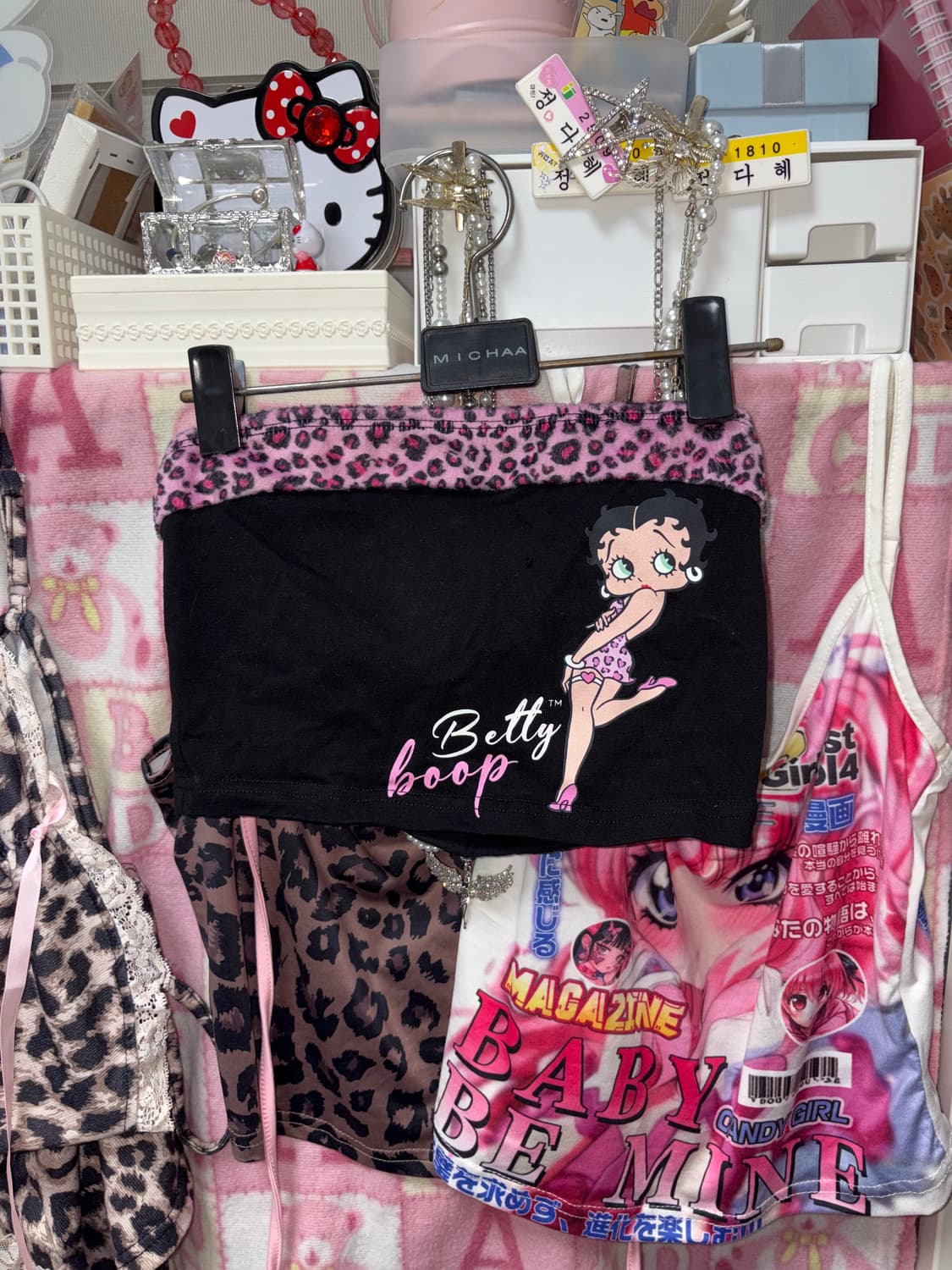 베티붑 빈티지 탑 쫀쫀 호피 갸루 오네갸루 히메갸루 상품이미지1