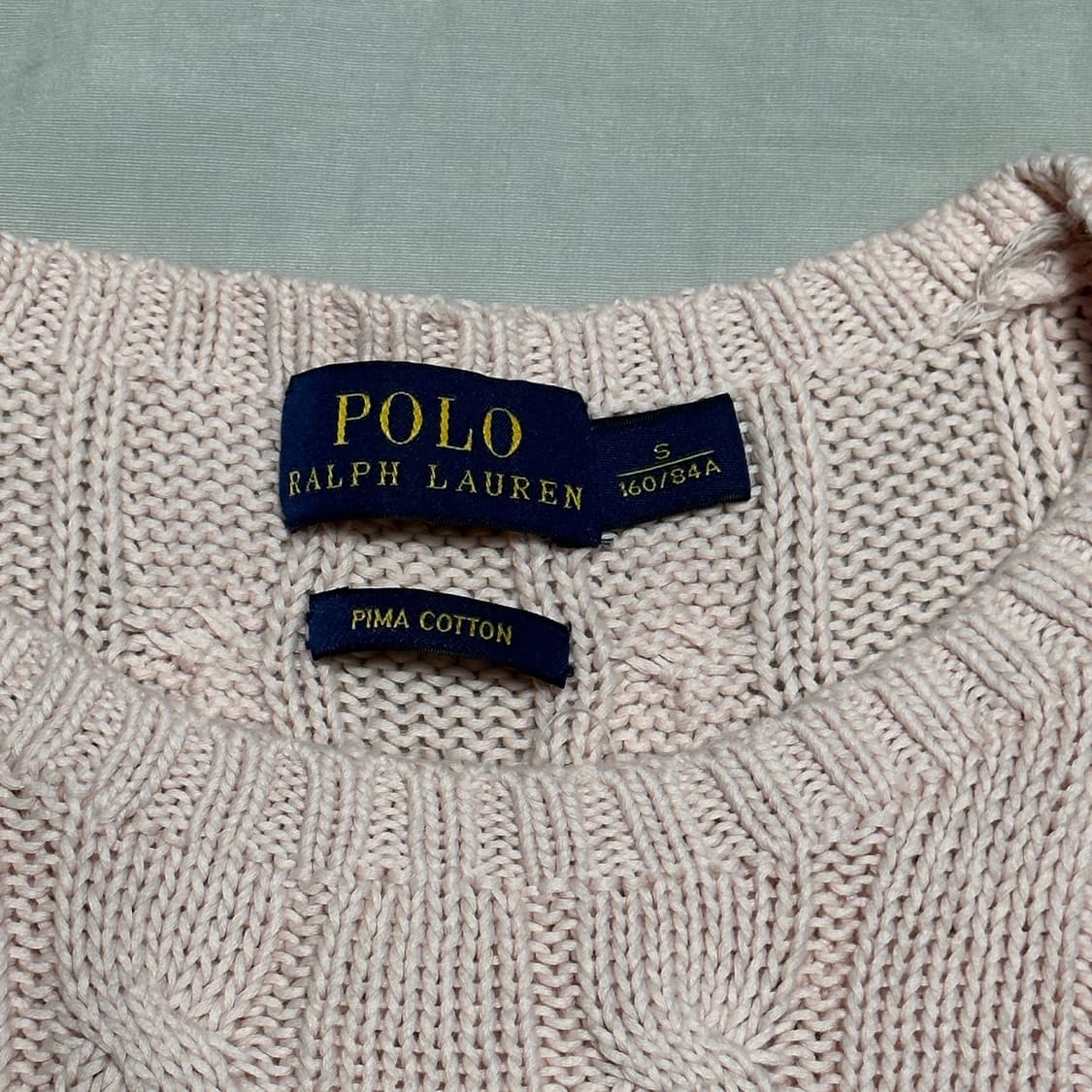 폴로랄프로렌 피마코튼 연핑크 꽈배기 니트 상품이미지3