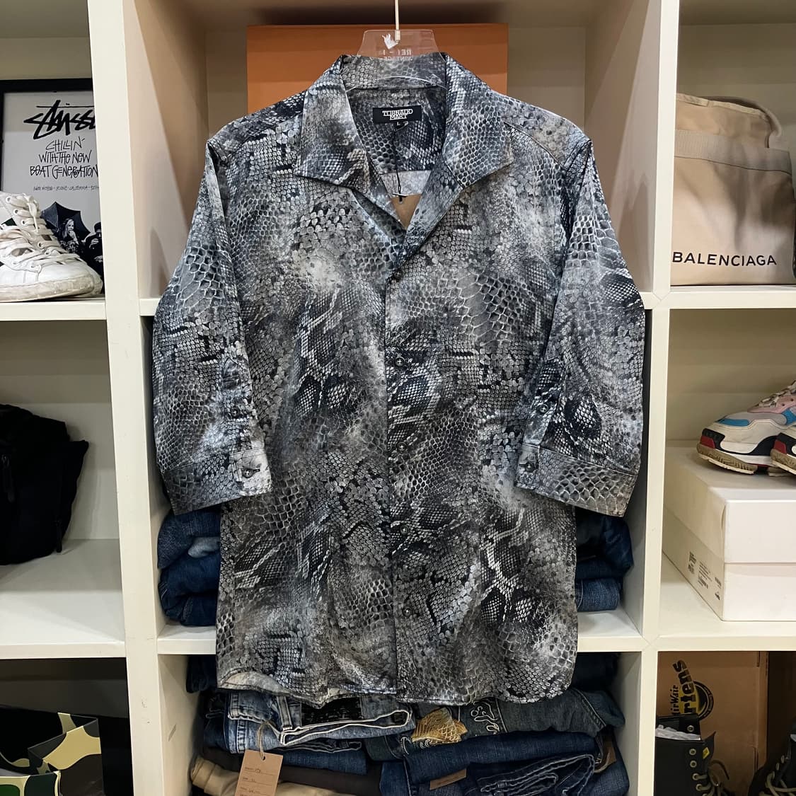 토네이도 마트 파이톤 뱀피 셔츠 L 상품이미지1