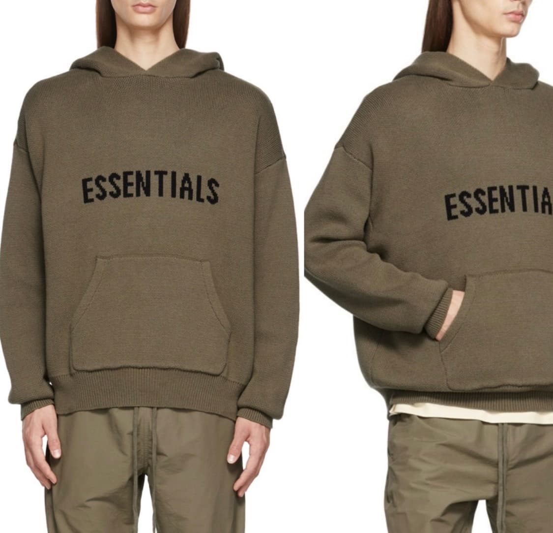 피어오브갓 에센셜 니트 풀오버 후드 카키 s 상품이미지1