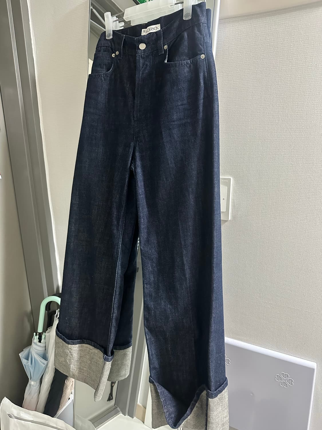 Jw anderson 생지 하이웨이스트 폴드업 와이드 데님 상품이미지1