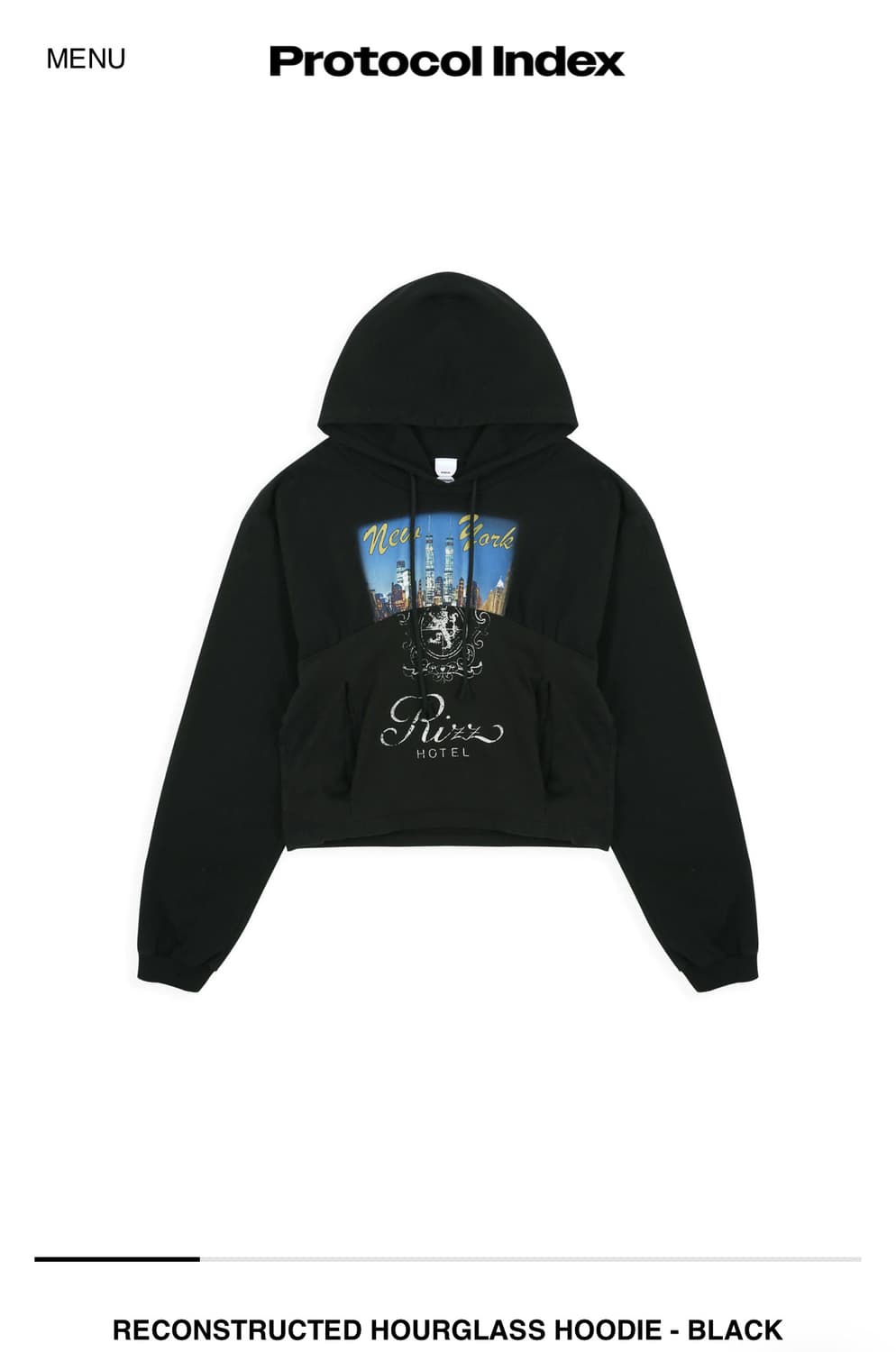 (새제품)프로토콜 인덱스 리컨스트럭티드 아워글래스 후드 블랙  상품이미지1