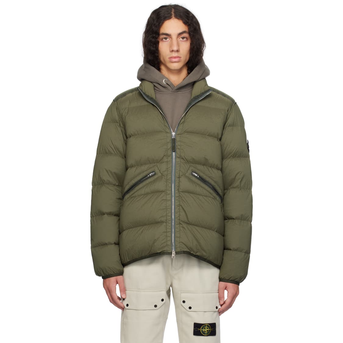 스톤아일랜드 심리스 터널 나일론 다운 카키 상품이미지2