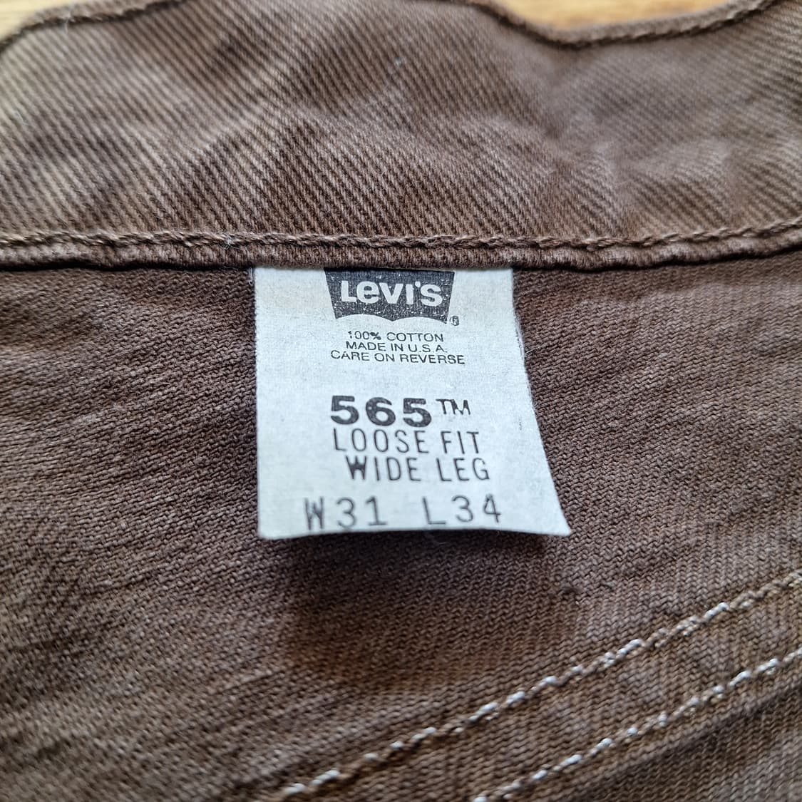 90s 빈티지리바이스 565 오렌지탭 브라운 W31L34 상품이미지5