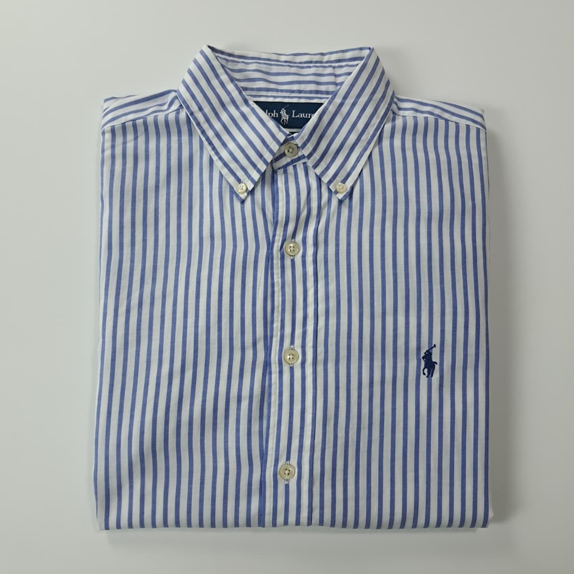 CK563 XL 폴로 90s 홍콩판 소프트 블루 스트라이프 셔츠 남방 상품이미지8