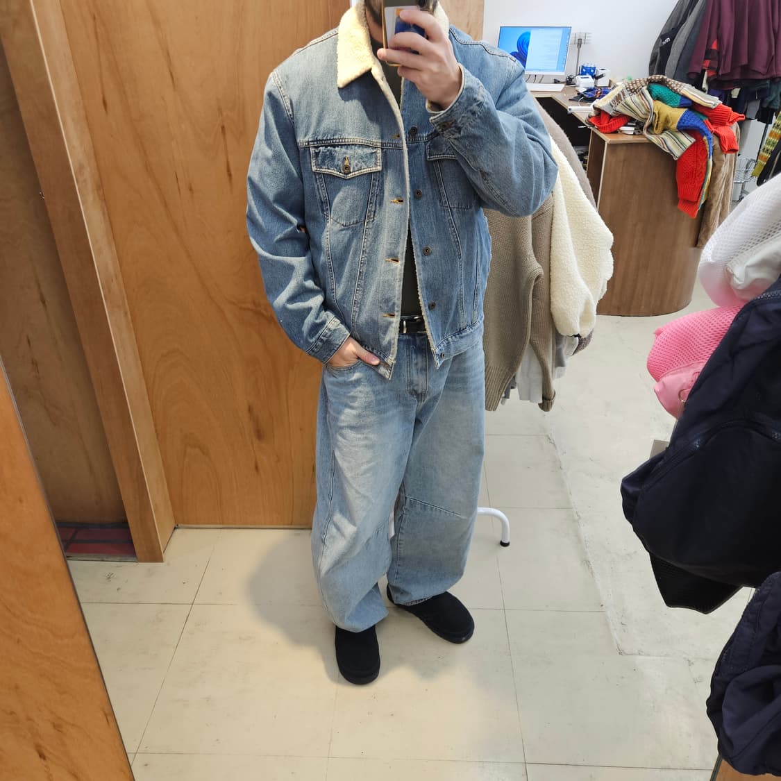 L.L.BEAN 엘엘빈 쉐르파자켓 청자켓 데님자켓 코듀로이 XL 구제 상품이미지10