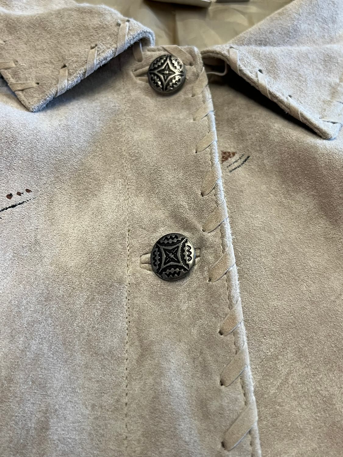 90's 치코스 웨스턴 스웨이드 가죽 자켓 백프린트 아트웨어 빈티지 상품이미지7