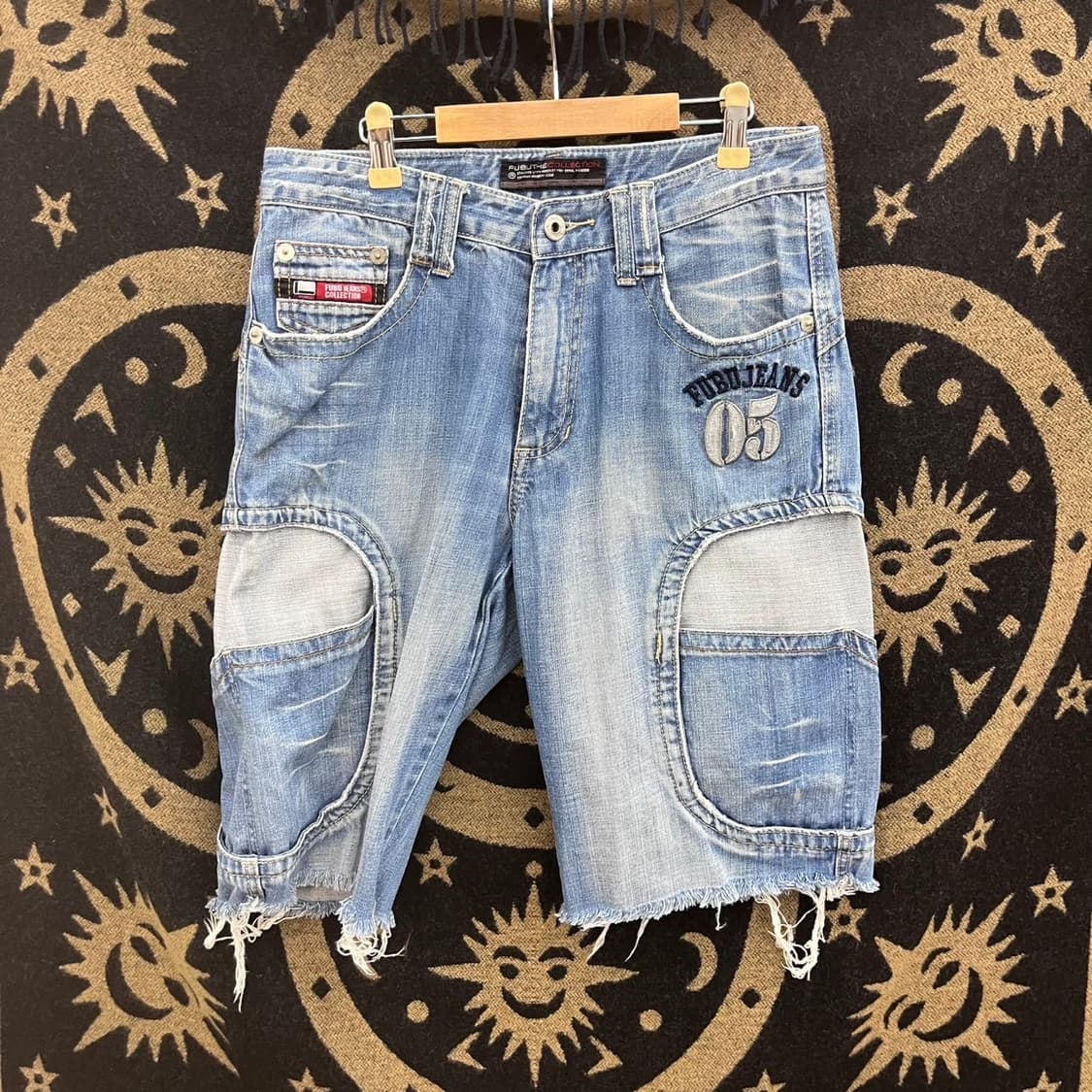 FUBU 후부 스트릿 키치 패치워크 데님 버뮤다 반바지 K0246 상품이미지3